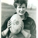Jo Ind holding a rugby ball