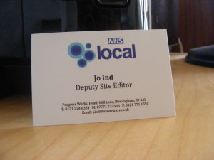 Business card for NHS local